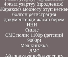 ИНН,СНИЛС,ДМС,РЕГИСТРАЦИЯ