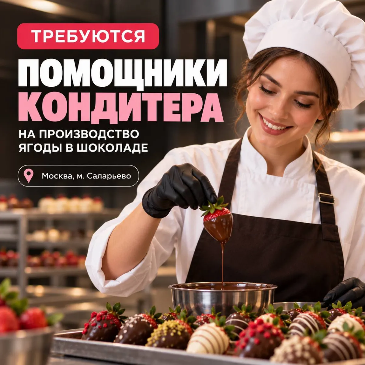 **ПОМОЩНИК КОНДИТЕРА** **4 500₽/дневная смена **