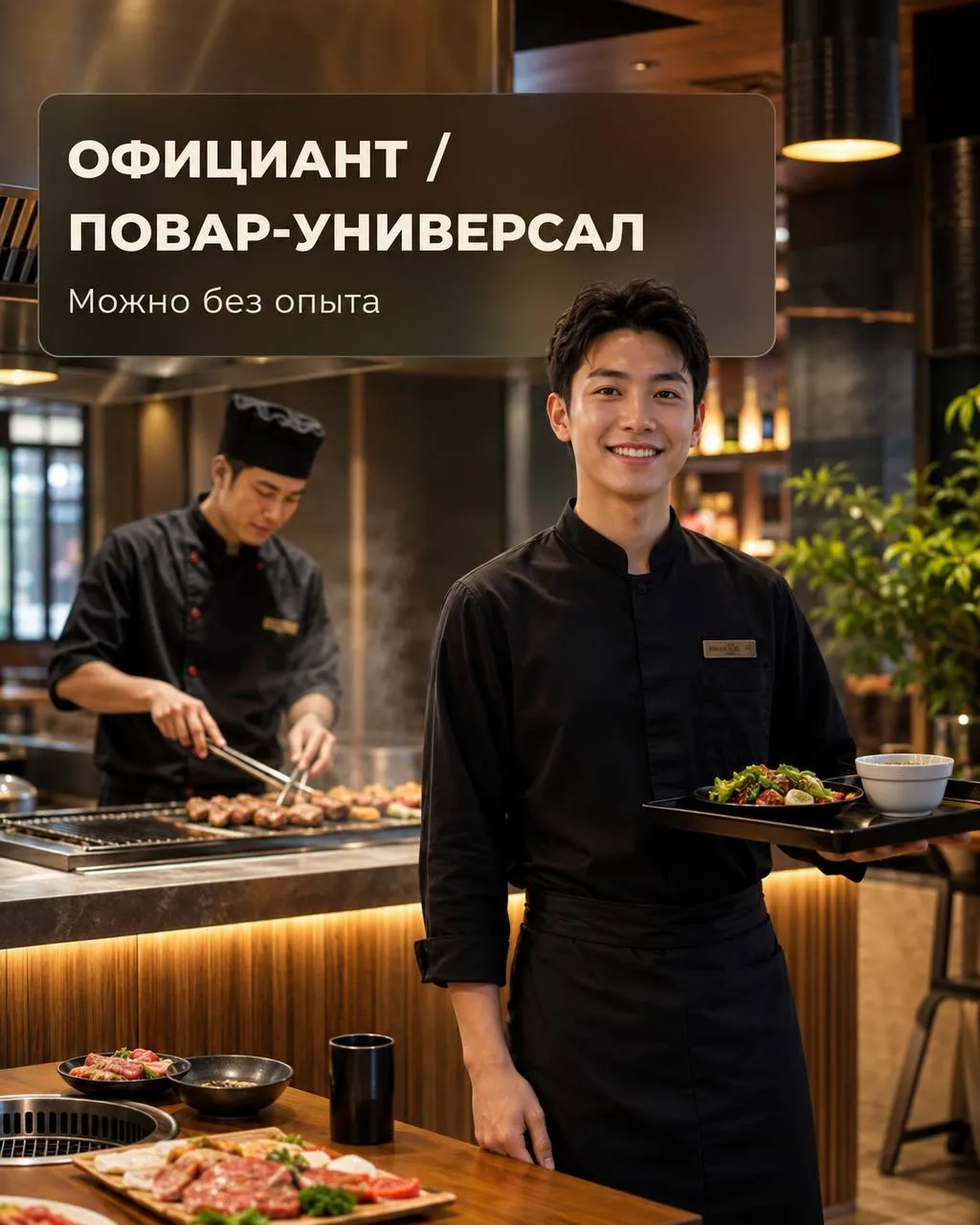 **1️⃣ОФИЦИАНТ **- 3500₽/выход + чаевые **