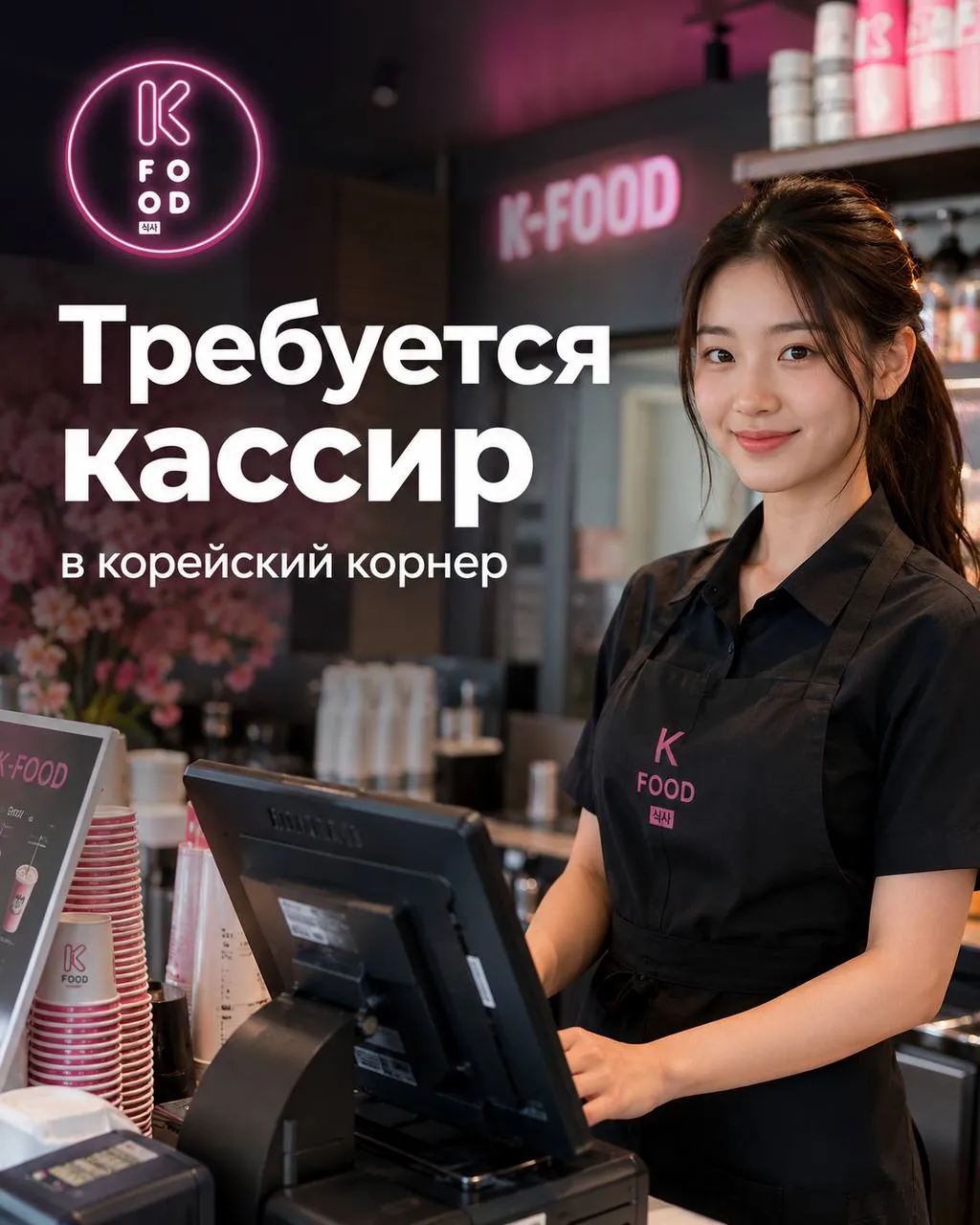 **КАССИР** **От 450₽/ч** __Корейский корнер__ •