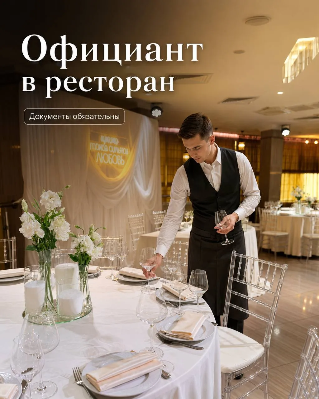 **ОФИЦИАНТ** **От 80 000₽** __Ресторан__ •