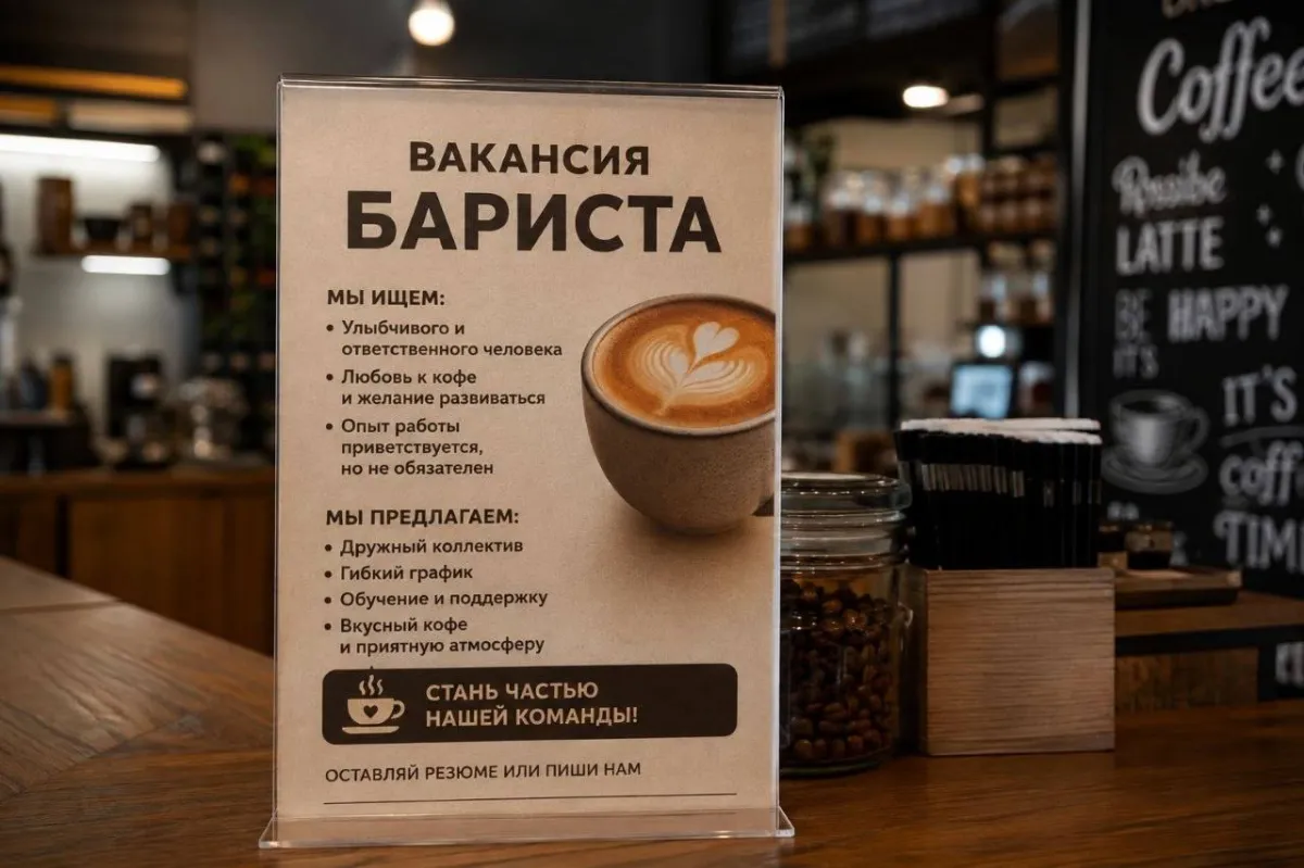 **БАРИСТА** **3 500₽/смена (без опыта) **