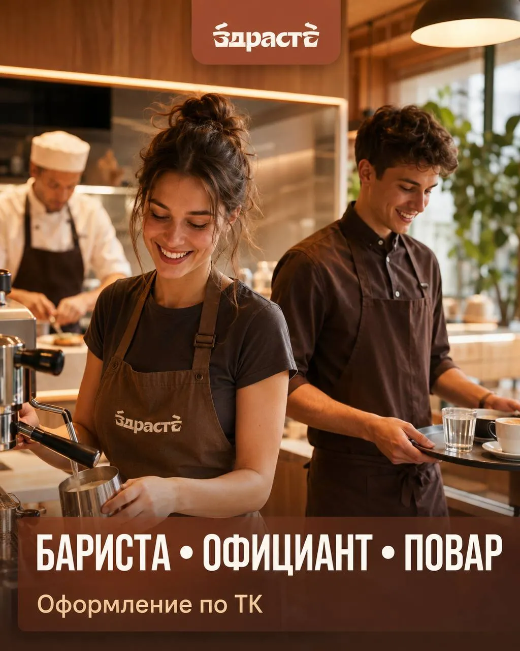 **1️⃣БАРИСТА **- от 350₽/ч** 2️⃣ОФИЦИАНТ **-