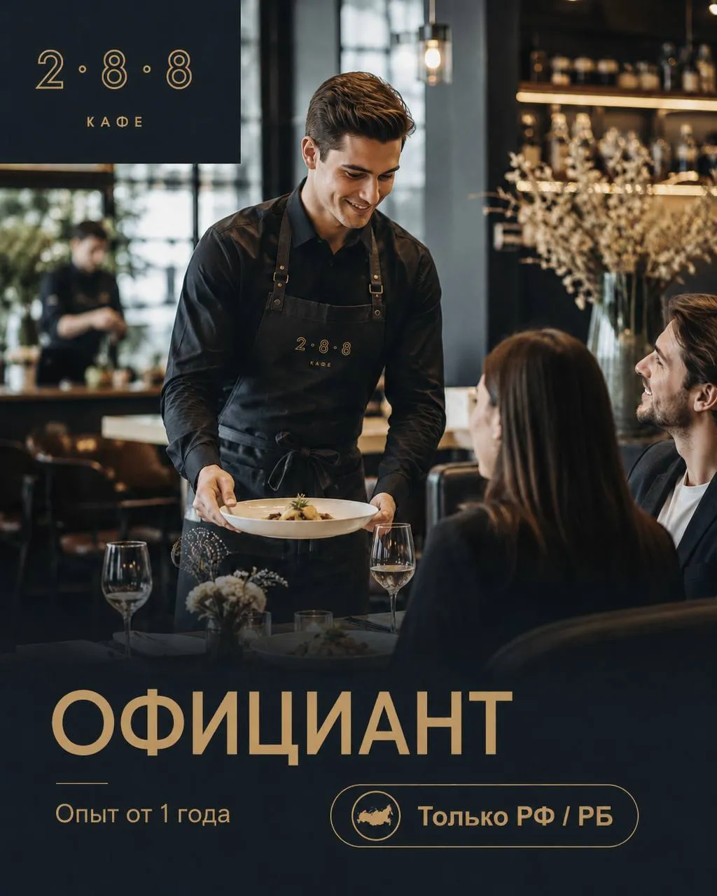 **ОФИЦИАНТ** **200 000₽ - 300 000₽**