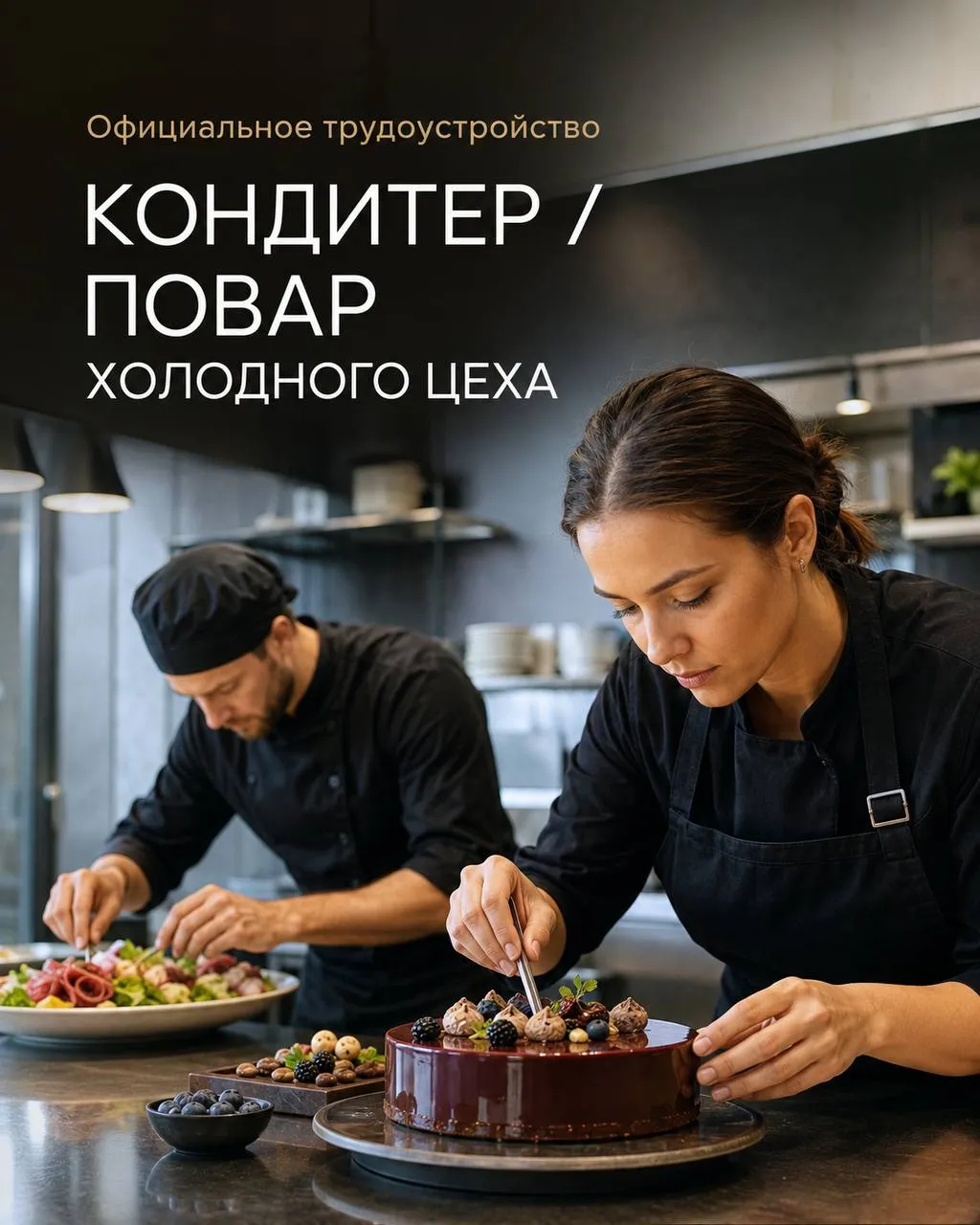 **1️⃣КОНДИТЕР,** **2️⃣ПОВАР ХОЛОДНОГО ЦЕХА** **От 5