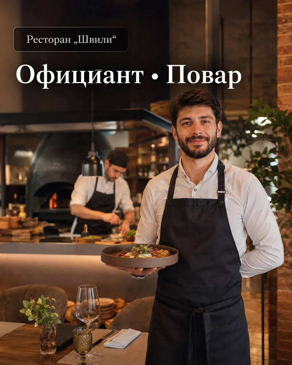 **1️⃣ОФИЦИАНТ **- 200₽/ч + % от