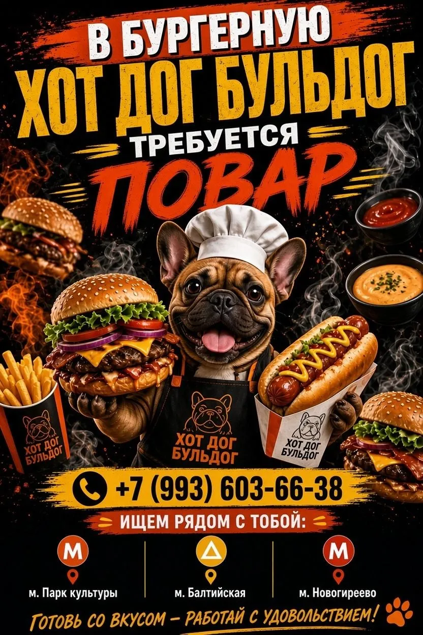🔥 В бургерную «Хот Дог Бульдог»