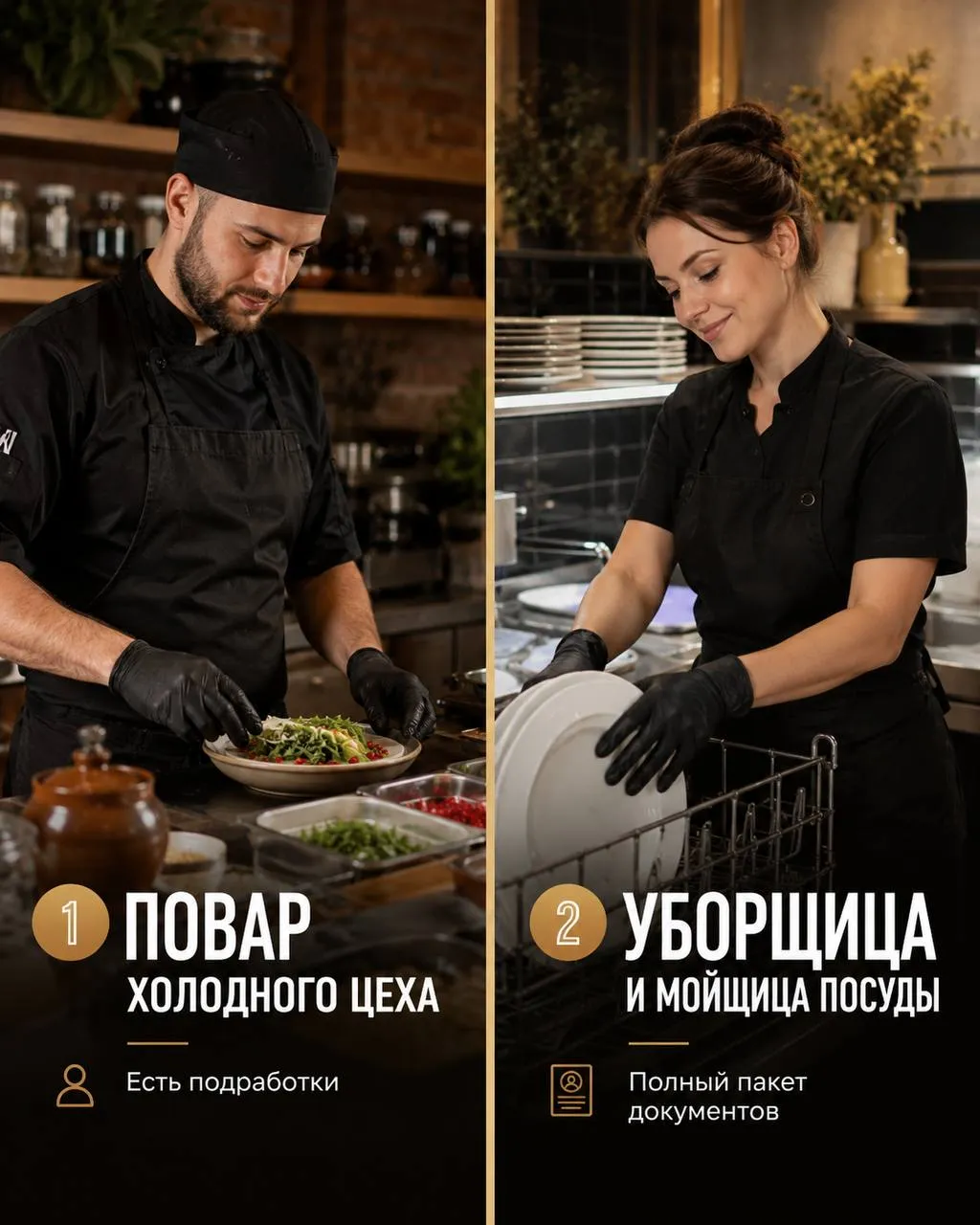 **1️⃣ПОВАР ХОЛОДНОГО ЦЕХА **- от 6000/смена**