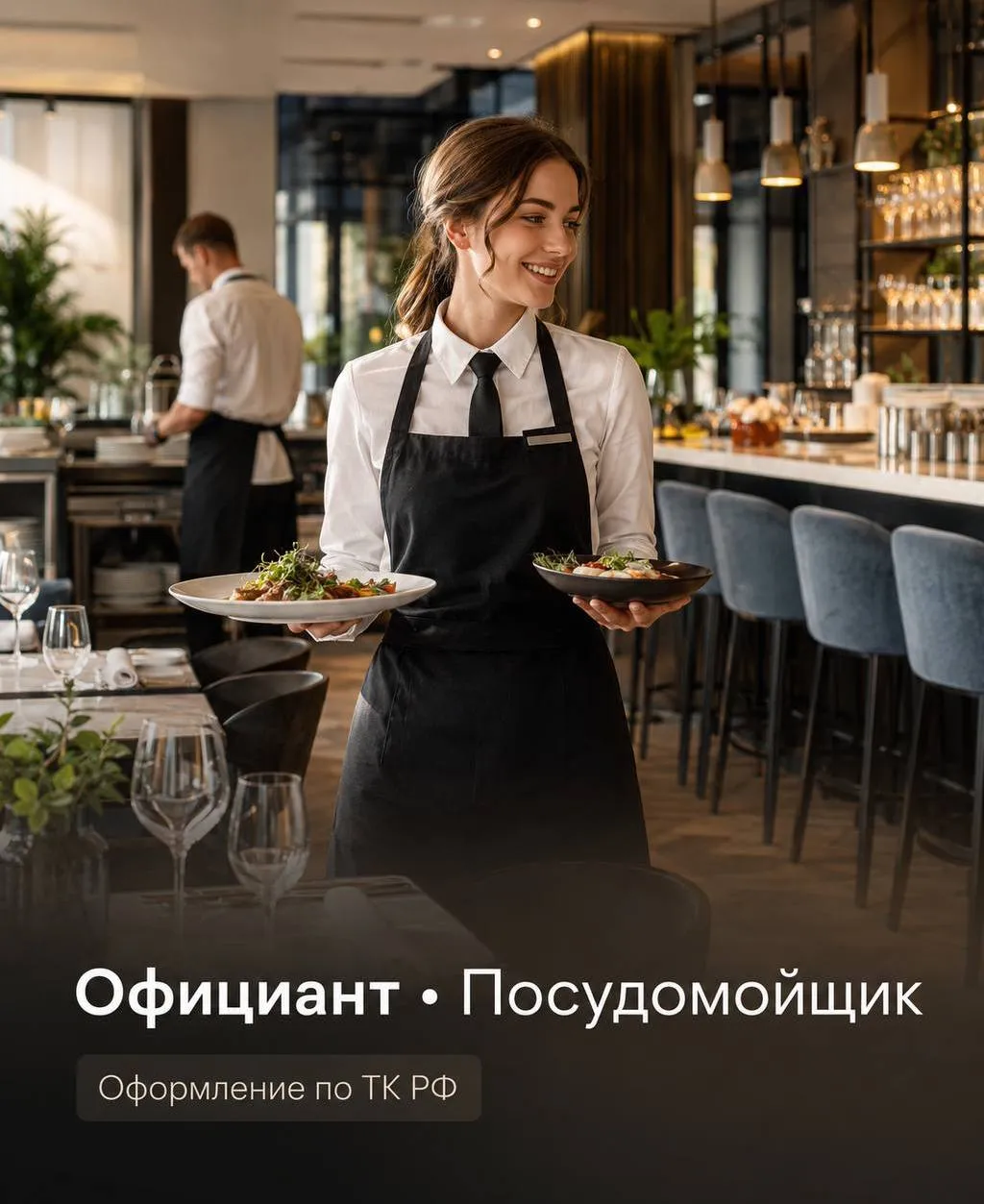 **1️⃣ОФИЦИАНТ **- от 450₽/ч + чаевые**