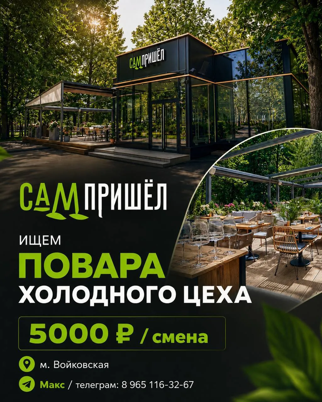 1️⃣**ПОВАР ХОЛОДНОГО ЦЕХА, 2️⃣ХИНКАЛЬЩИК** **От 5
