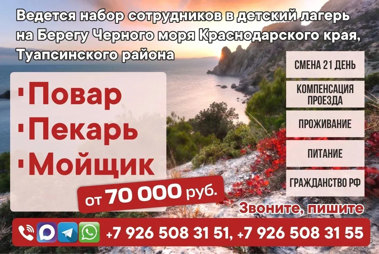 **⚠️ Сотрудники в детский лагерь на