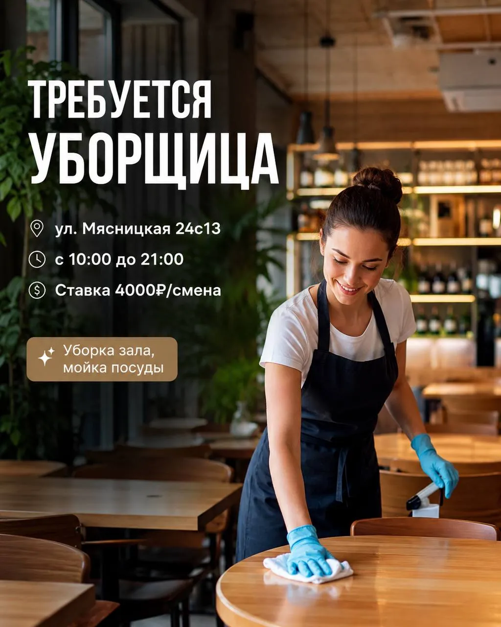 **УБОРЩИЦА** **От 4 000₽/смена** __Прямой работодатель__