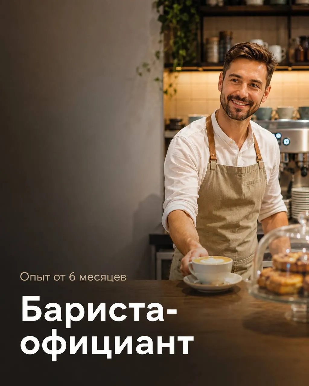 **БАРИСТА-ОФИЦИАНТ** **От 400₽/ч + чаевые** __Прямой