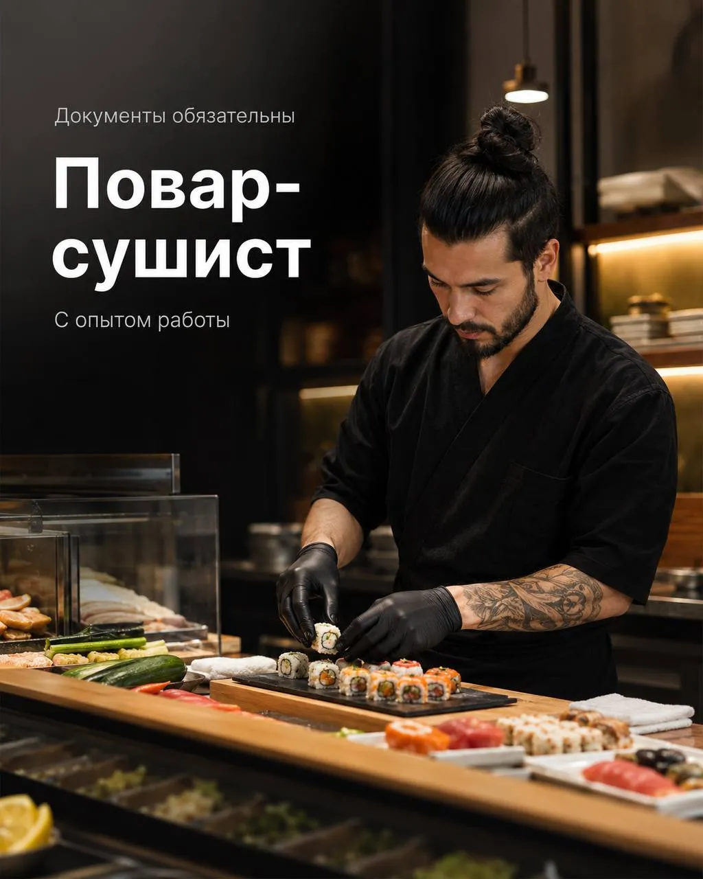 **ПОВАР-СУШИСТ** **От 5 150₽/смена** __Takeshi__ •