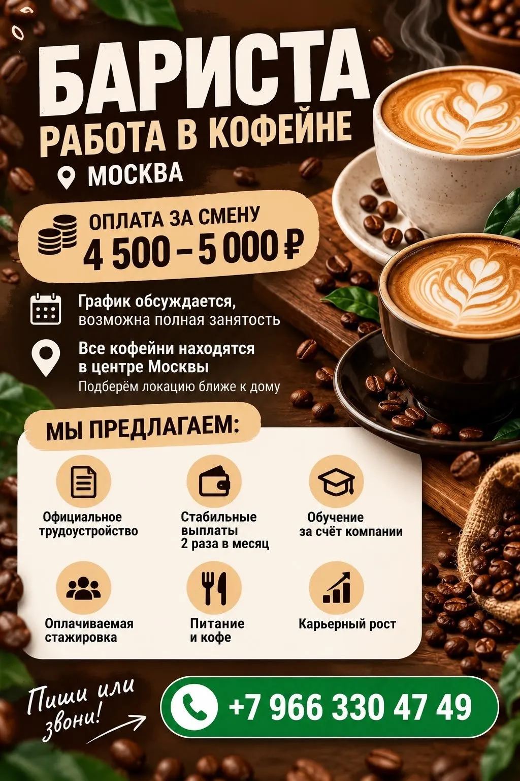 ☕ ВАКАНСИЯ: БАРИСТА В КОФЕЙНЮ —